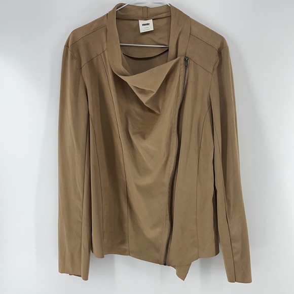 Mote Jackets & Blazers - New Mote Khaki Draped Zip Up Vegan Suede Jacket